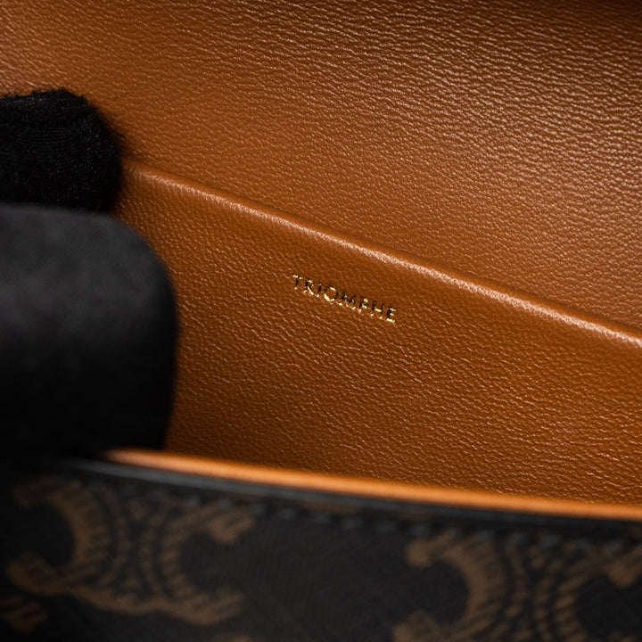 Top Quality Celine Triomphe Shoudler Bag Triomphe Canvas/Calfskin Tan