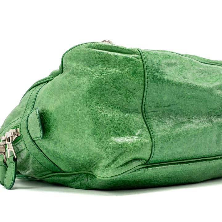 Top Quality Balenciaga zip handle bag green leather SHW