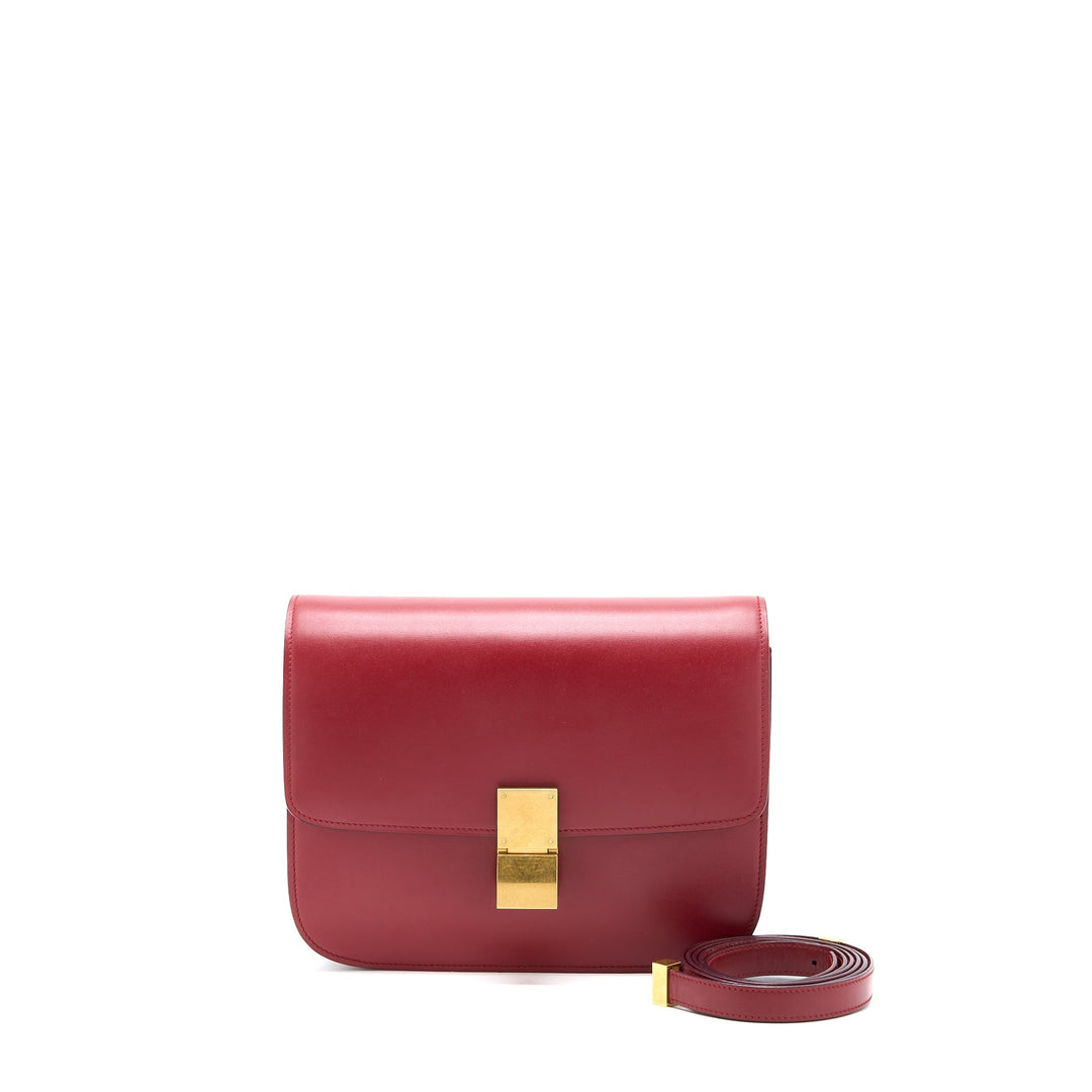 Celine Medium Classic Box Calfskin Red Brushed