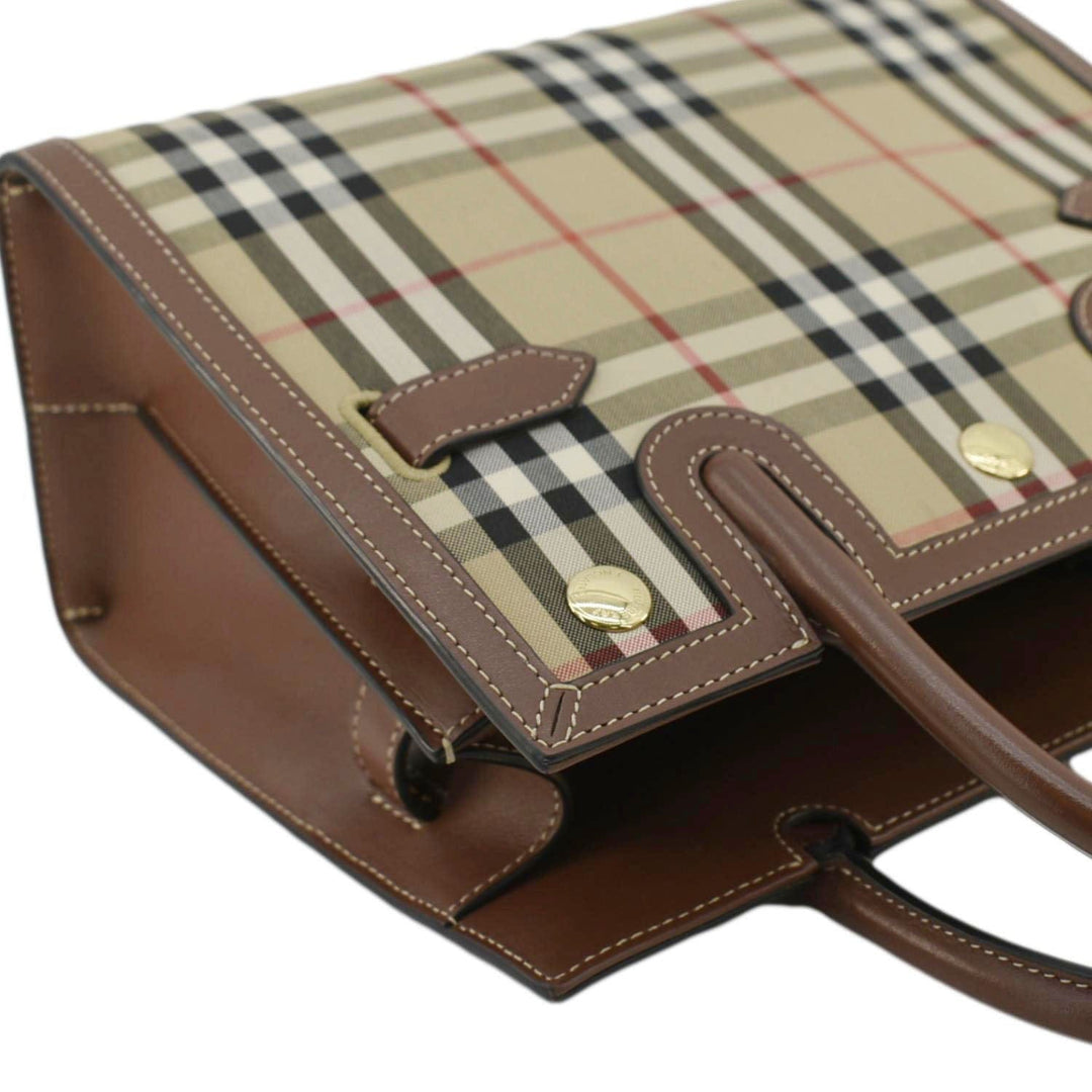 Burberry Title Mini Vintage Check Canvas Two Handle Shoulder Bag Brown
