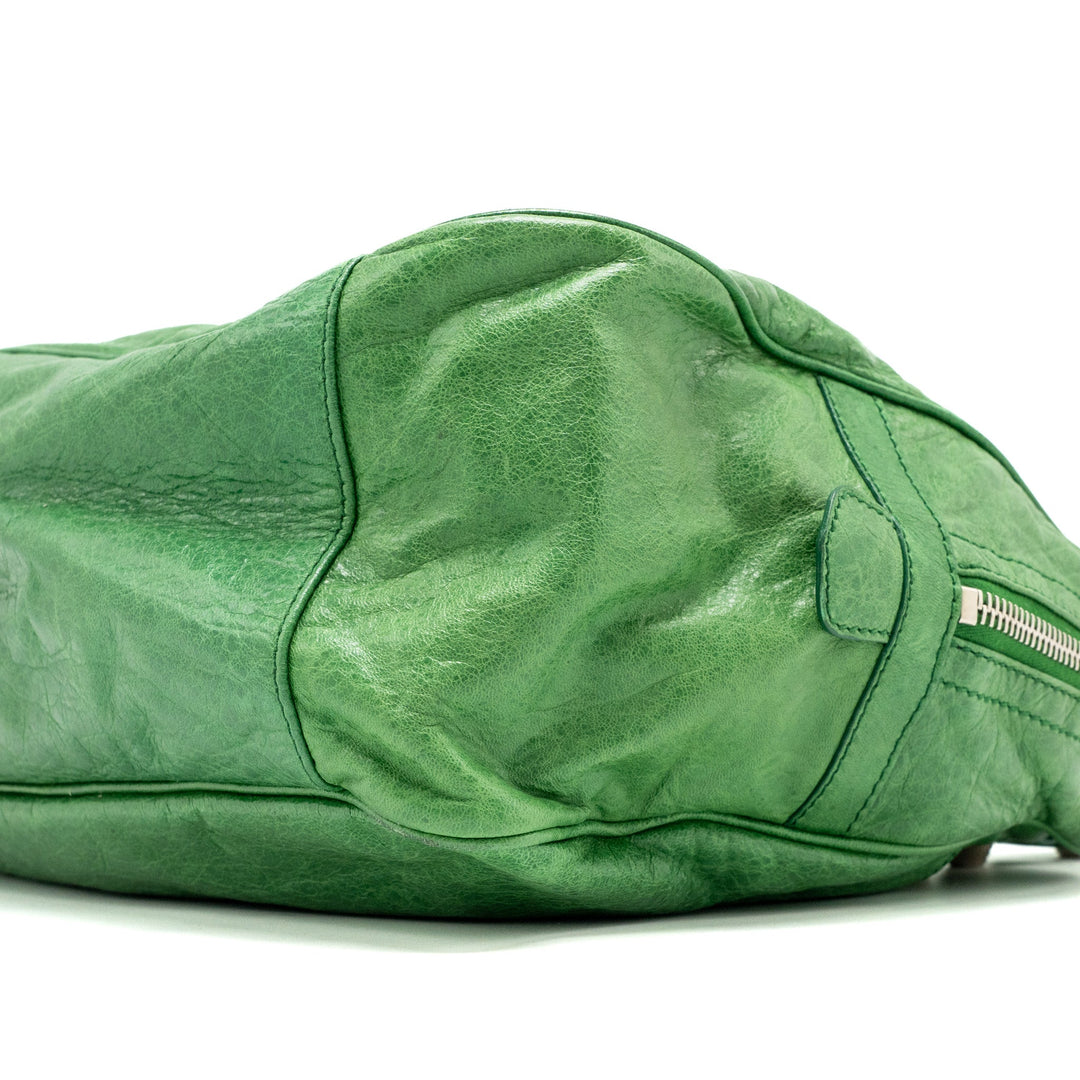 Top Quality Balenciaga zip handle bag green leather SHW