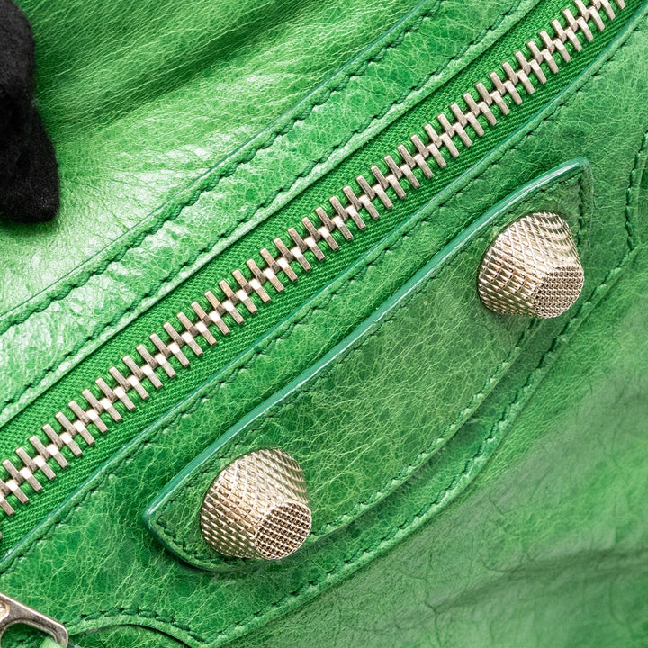 Top Quality Balenciaga zip handle bag green leather SHW