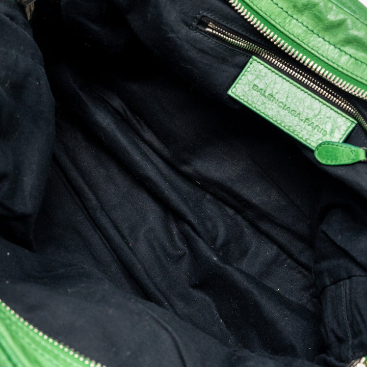Top Quality Balenciaga zip handle bag green leather SHW