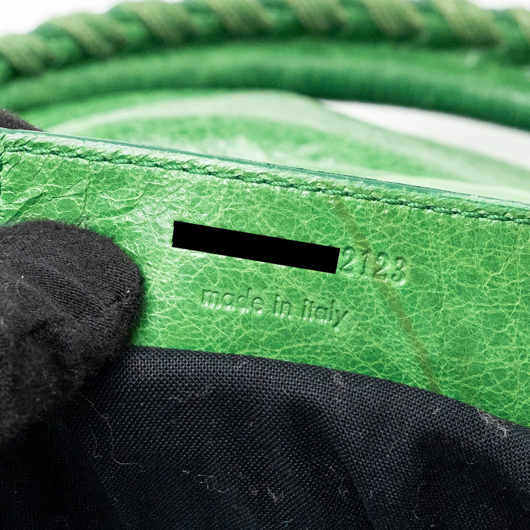 Top Quality Balenciaga zip handle bag green leather SHW