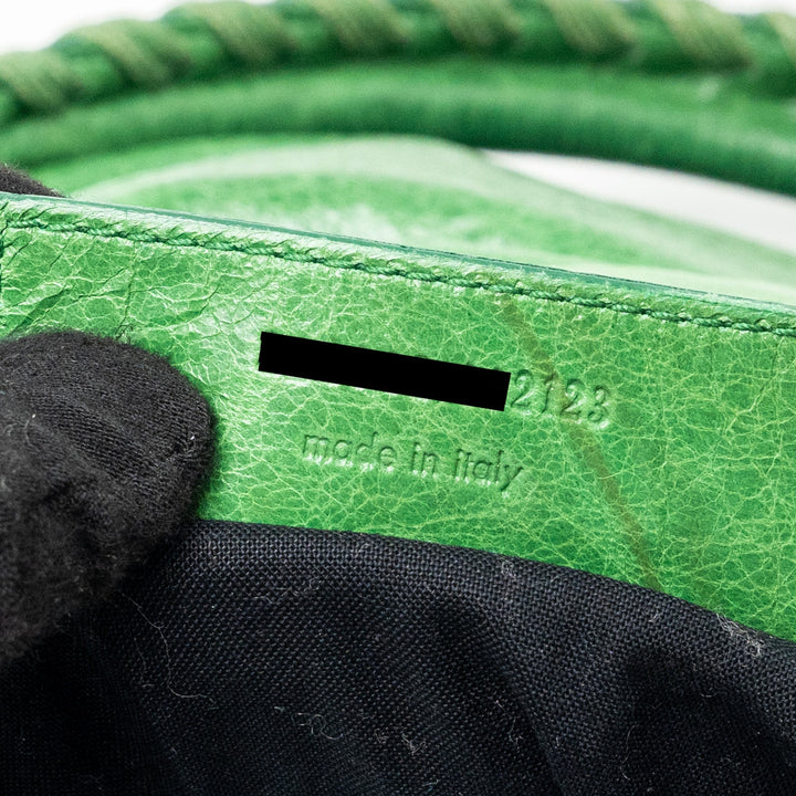 Top Quality Balenciaga zip handle bag green leather SHW