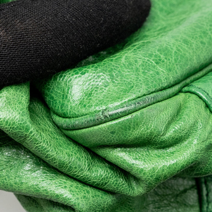 Top Quality Balenciaga zip handle bag green leather SHW