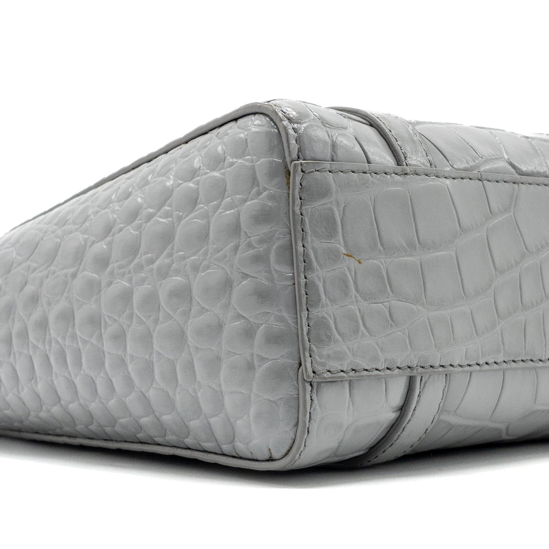 Top Quality Balenciaga XXS Everyday Tote Bag CROC-EMBOSSED calfskin Grey SHW