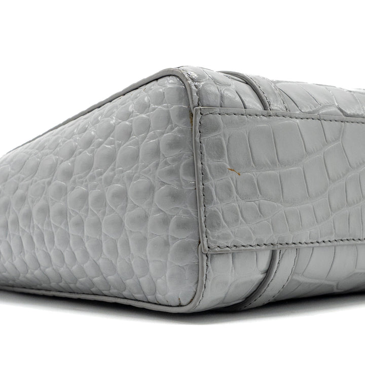 Top Quality Balenciaga XXS Everyday Tote Bag CROC-EMBOSSED calfskin Grey SHW