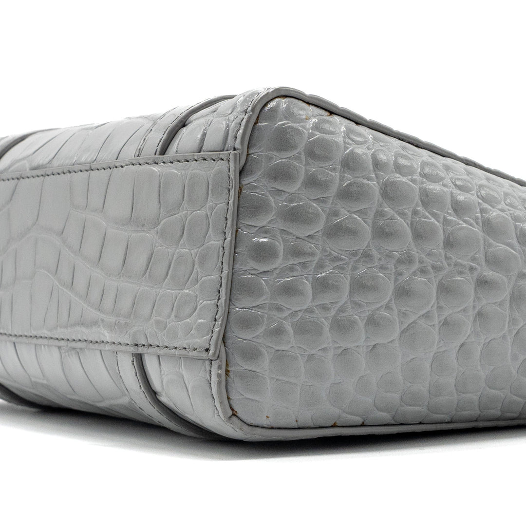 Top Quality Balenciaga XXS Everyday Tote Bag CROC-EMBOSSED calfskin Grey SHW