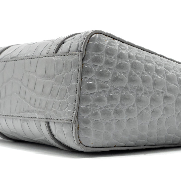 Top Quality Balenciaga XXS Everyday Tote Bag CROC-EMBOSSED calfskin Grey SHW