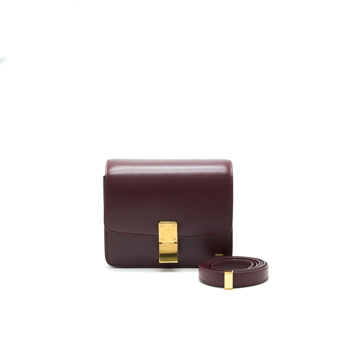 Top Quality Celine SMALL CLASSIC BAG IN BOX CALFSKIN BURGUNDY