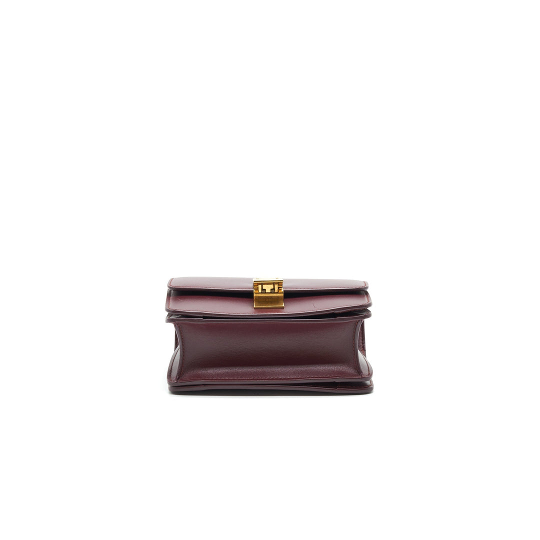 Top Quality Celine SMALL CLASSIC BAG IN BOX CALFSKIN BURGUNDY