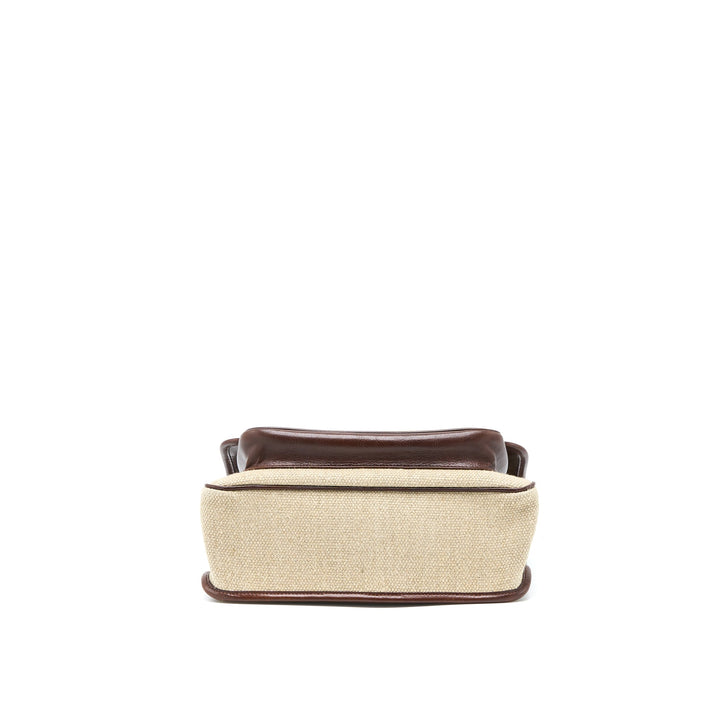 Saint Laurent Medium Niki Bag Trimmed Linen Canvas Brown