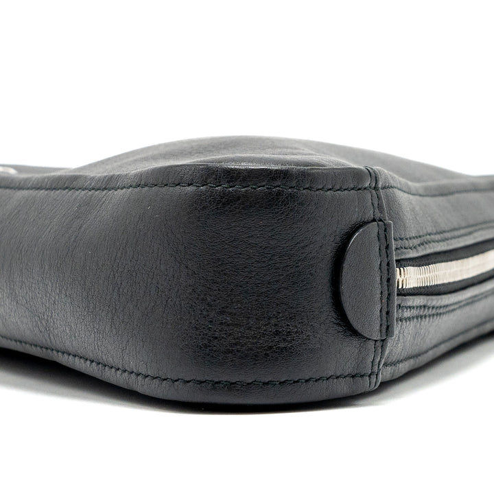 Top Quality Balenciaga triangle zip clutch calfskin black SHW