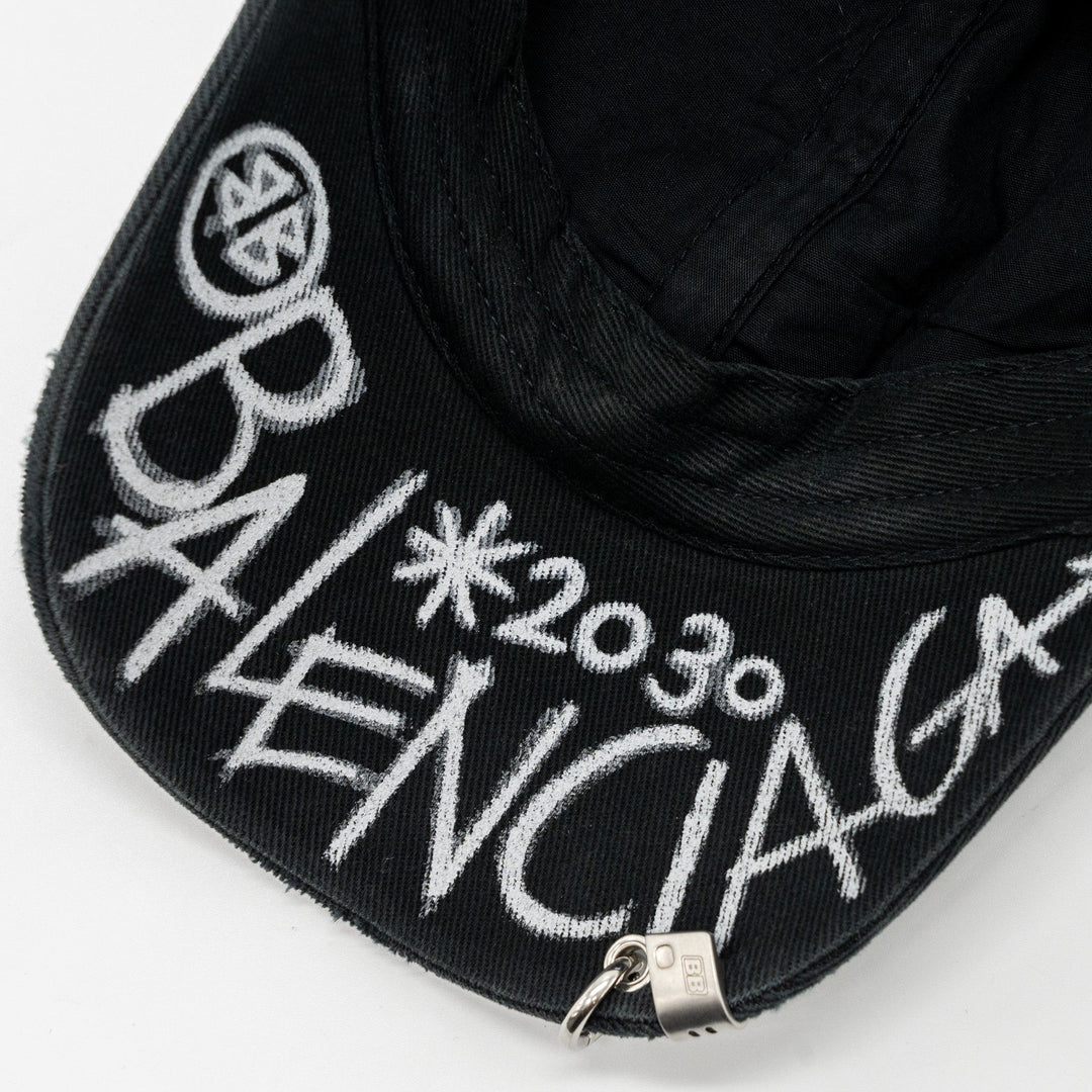 Top Quality Balenciaga L 2030 distressed piercing Cap Denim Grey