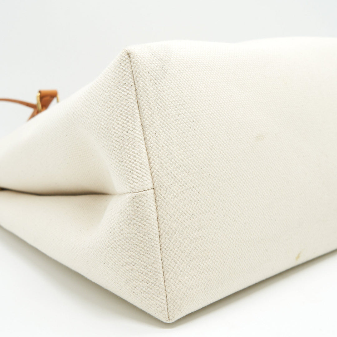 Celine HORIZONTAL CABAS Celine IN CANVAS WITH Celine PRINT AND CALFSKIN NATURAL / TAN