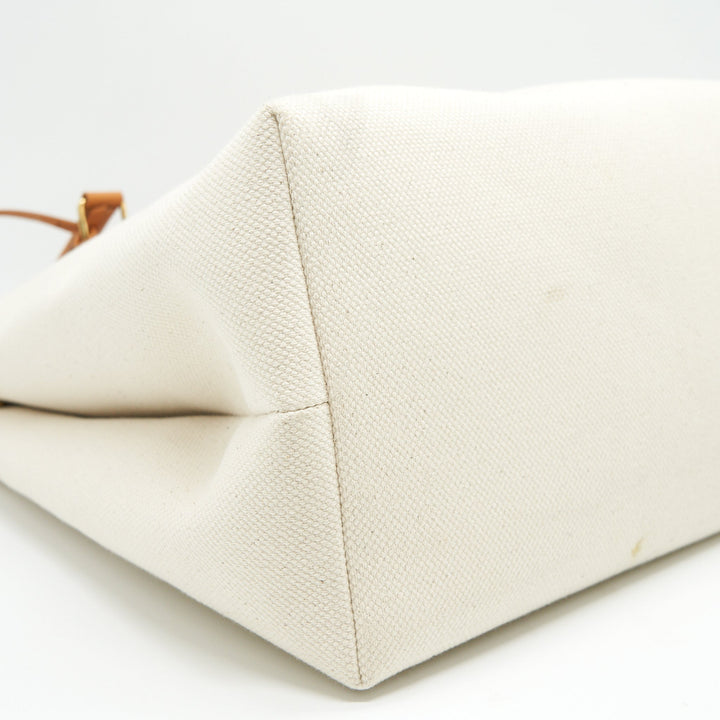 Celine HORIZONTAL CABAS Celine IN CANVAS WITH Celine PRINT AND CALFSKIN NATURAL / TAN