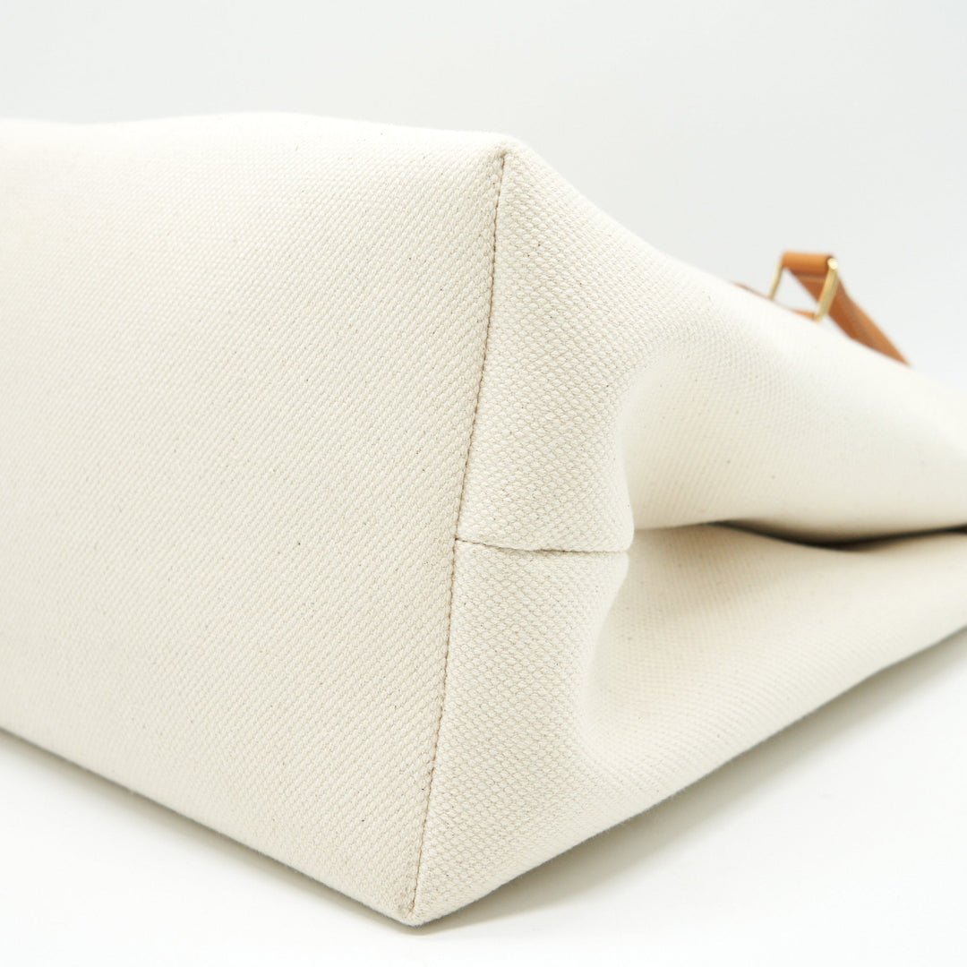 Celine HORIZONTAL CABAS Celine IN CANVAS WITH Celine PRINT AND CALFSKIN NATURAL / TAN