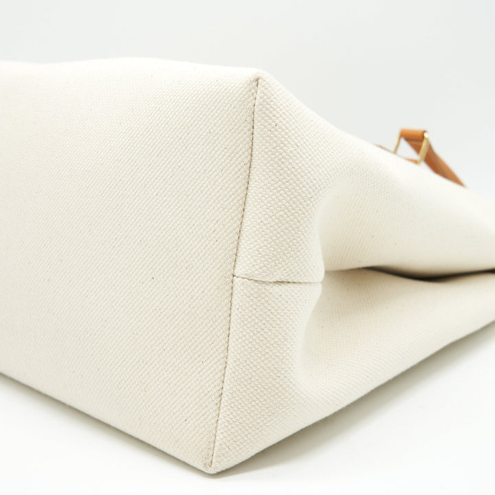 Celine HORIZONTAL CABAS Celine IN CANVAS WITH Celine PRINT AND CALFSKIN NATURAL / TAN