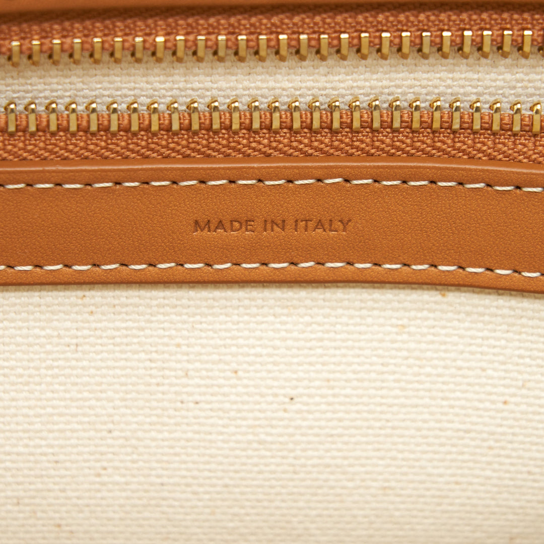 Celine HORIZONTAL CABAS Celine IN CANVAS WITH Celine PRINT AND CALFSKIN NATURAL / TAN