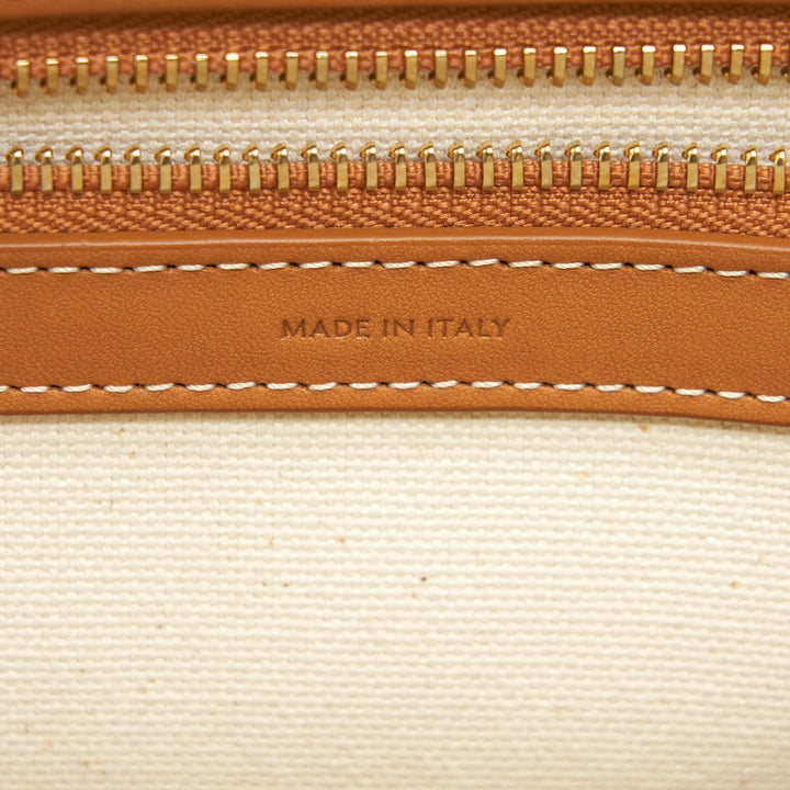 Celine HORIZONTAL CABAS Celine IN CANVAS WITH Celine PRINT AND CALFSKIN NATURAL / TAN