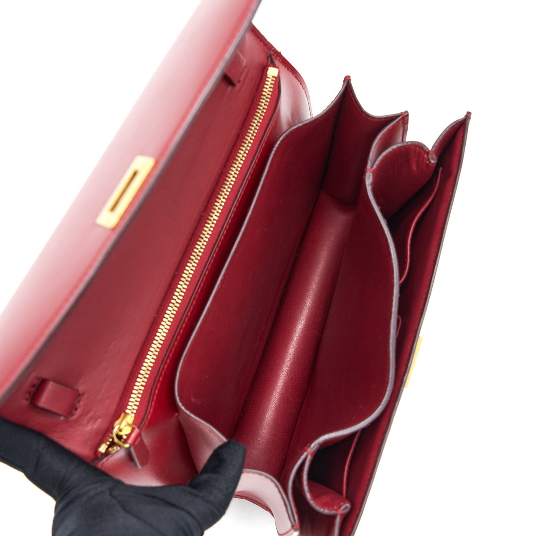 Celine Medium Classic Box Calfskin Red Brushed
