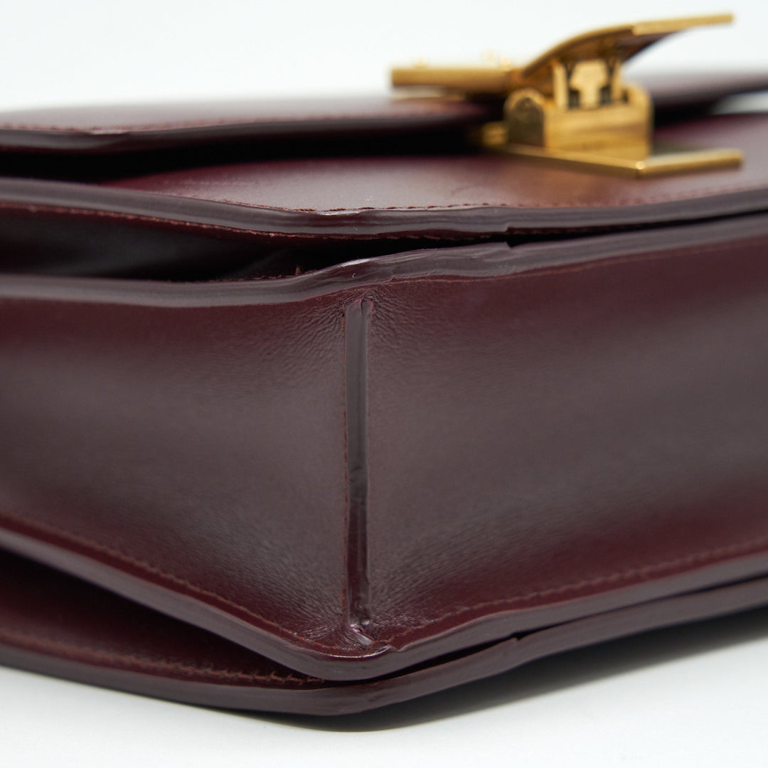Celine SMALL CLASSIC BAG IN BOX CALFSKIN BURGUNDY
