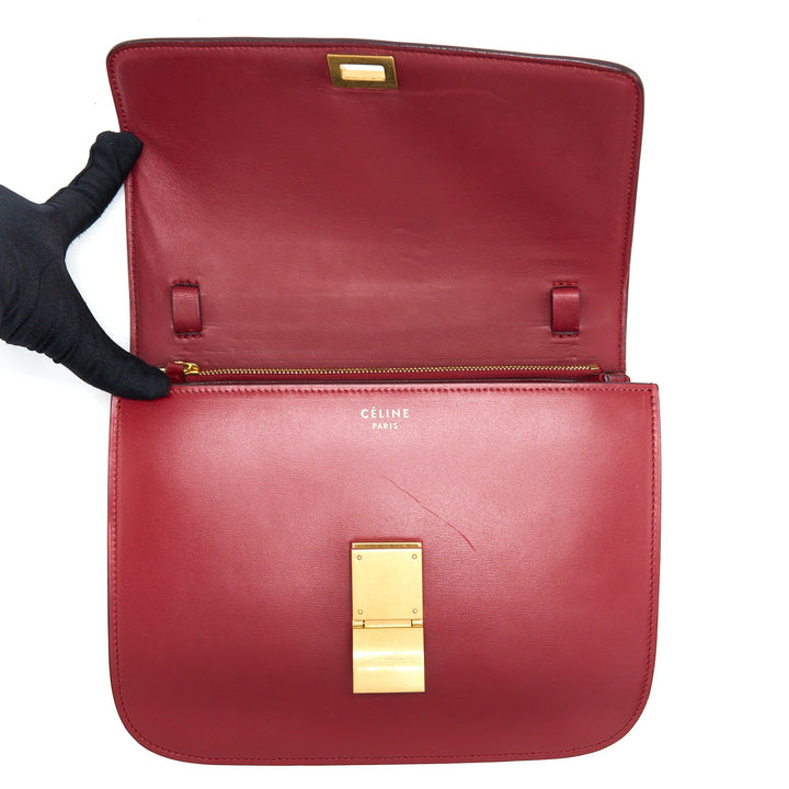 Celine Medium Classic Box Calfskin Red Brushed