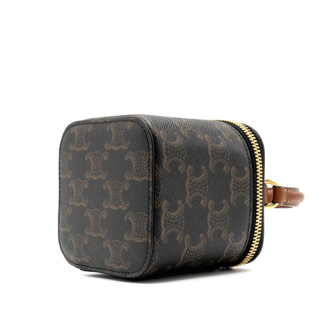 Celine Mini Vanity Case Triomphe Canvas/Calfskin Tan