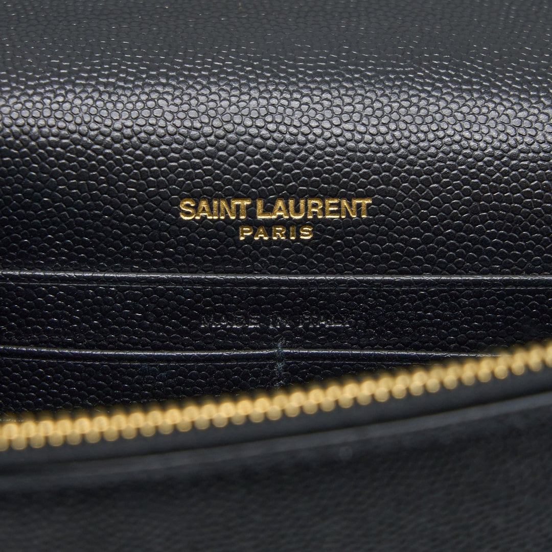 Saint Laurent Kate Chain Wallet With Tassel Grained Calfskin Black GHW