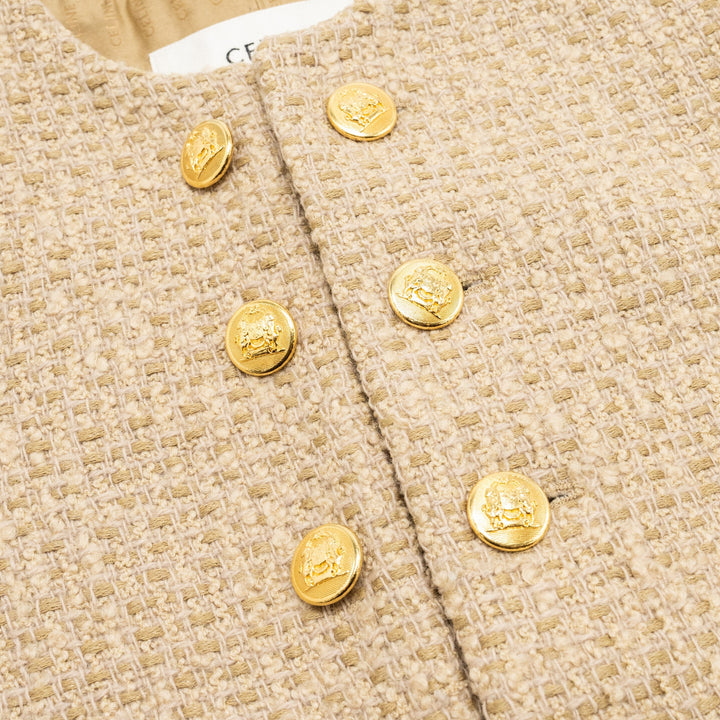 Top Quality Celine size 34 Chasseur Jacket in Braided Boucle Tweed Corde beige