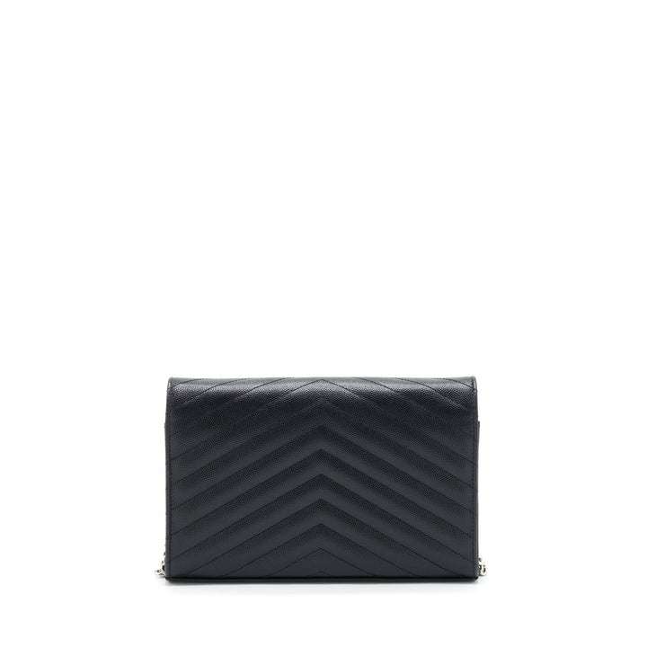 Saint Laurent/YSL Chain Wallet Crossbody Bag Grain Calfskin Black SHW