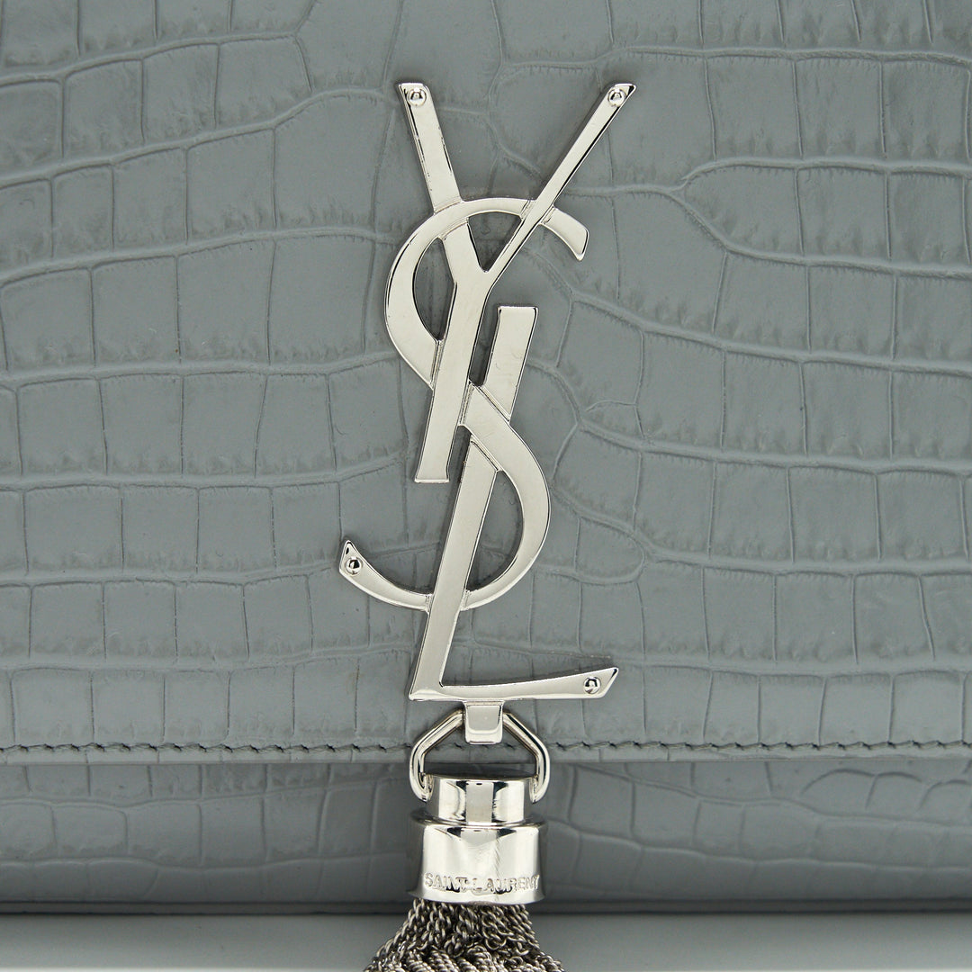 Saint Laurent/YSL Small Kate Bag Croc-Embossed with Tassel