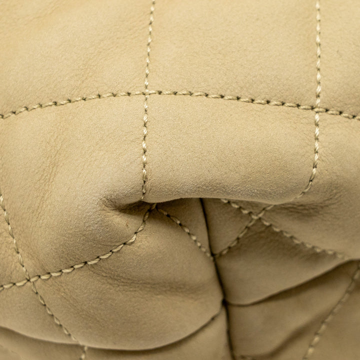 SAINT LAURENT/YSL ICARE Maxi Quilted Tote Bag Nubuck Suede Beige GHW