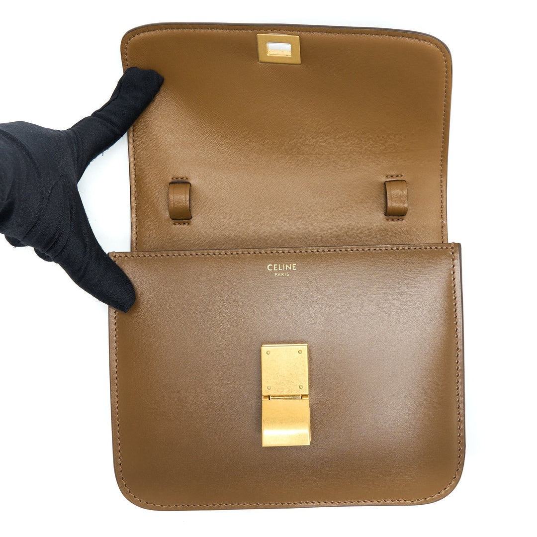 Top Quality Celine Teen Classic Bag in Box Calfskin Camel Brushed