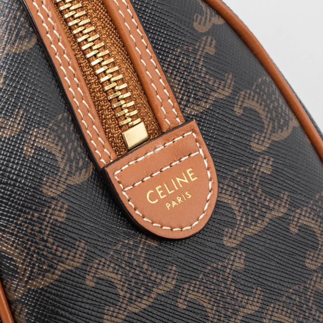 Top Quality Celine Small Boston Bag Triomphe Canvas/ Leather Brown
