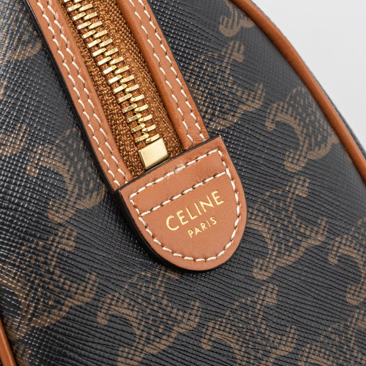 Top Quality Celine Small Boston Bag Triomphe Canvas/ Leather Brown