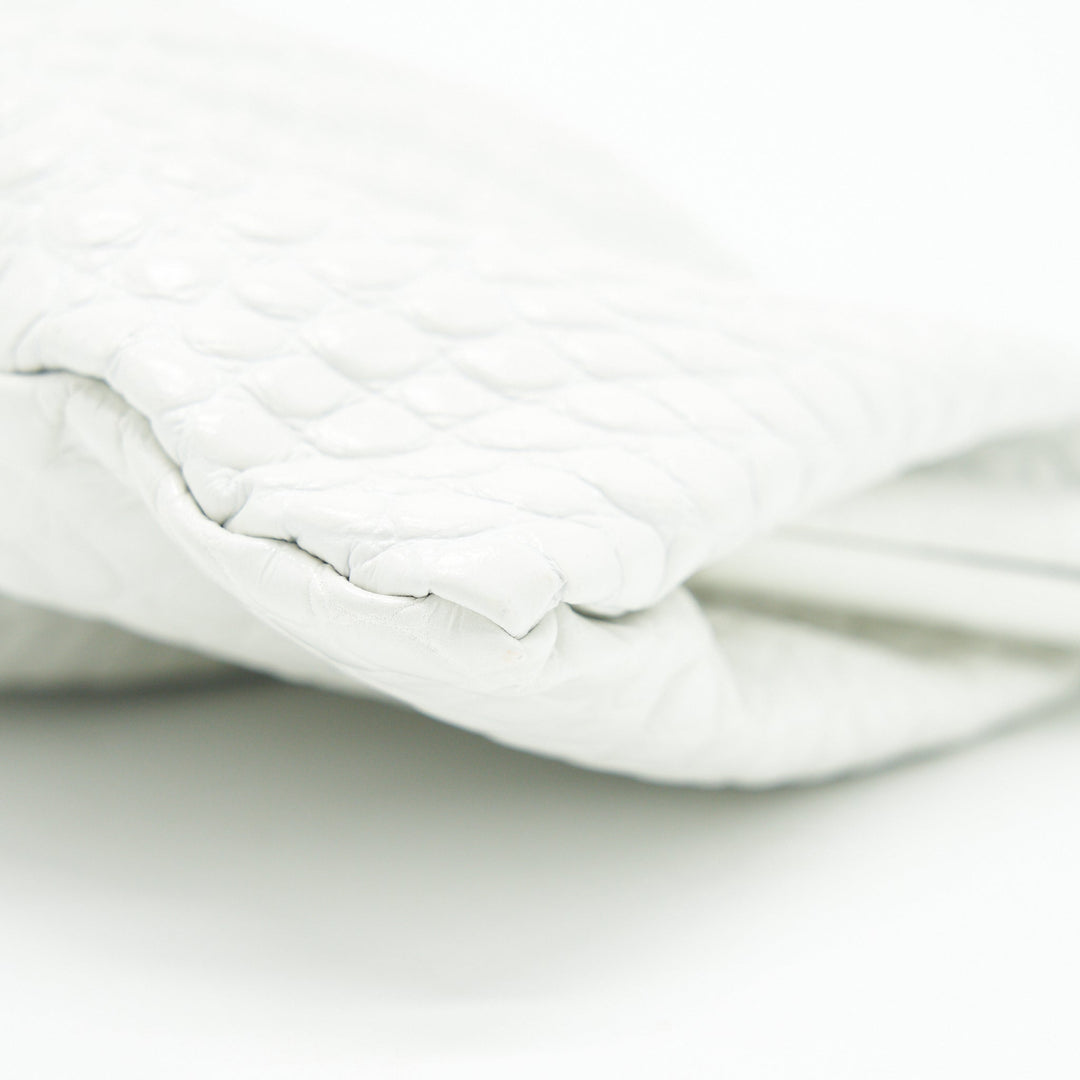 balenciaga Cloud XL Crocodile Embossed Clutch/ Crossbody Bag