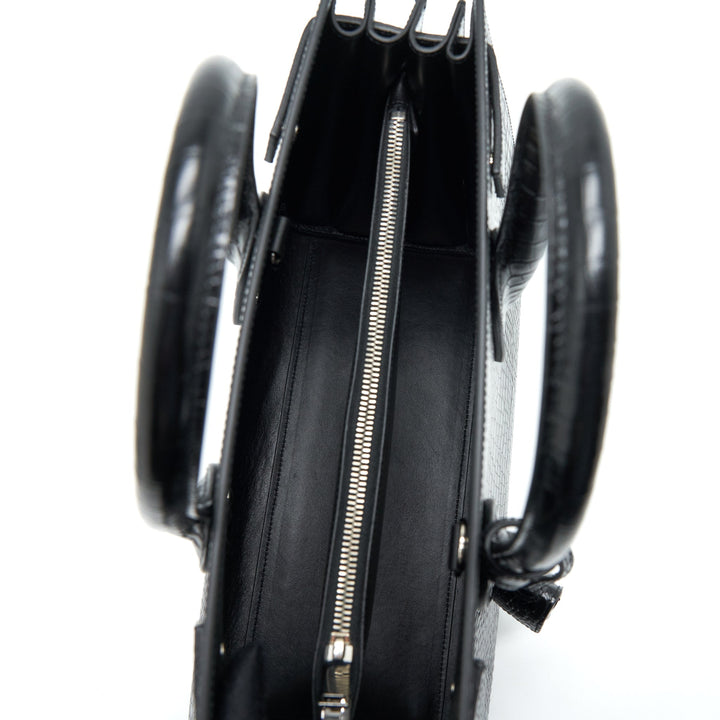 Saint Laurent/ YSL Sac De Jour Crocodile Embossed Black SHW
