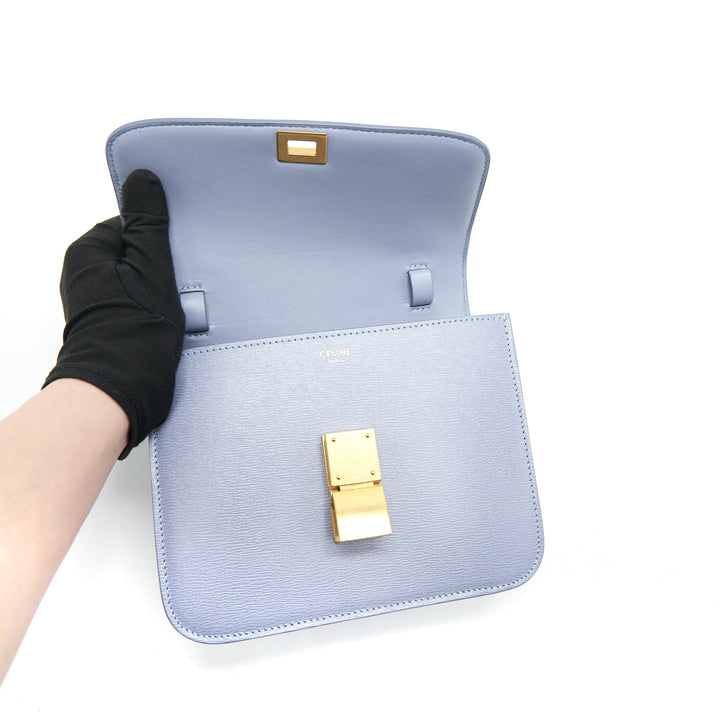 Top Quality Celine TEEN CLASSIC BAG IN CALFSKIN LIEGE ARCTIC BLUE