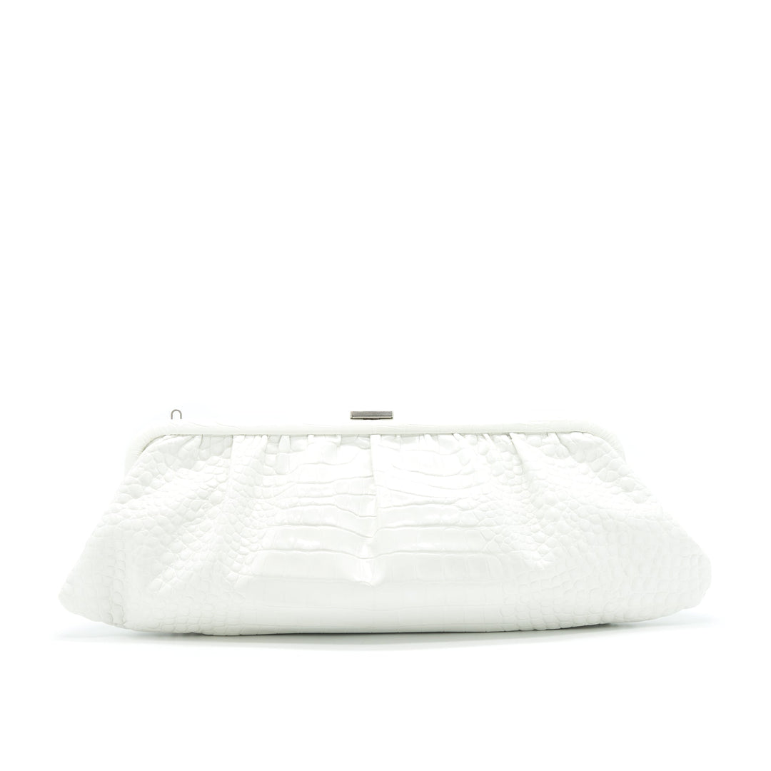 balenciaga Cloud XL Crocodile Embossed Clutch/ Crossbody Bag