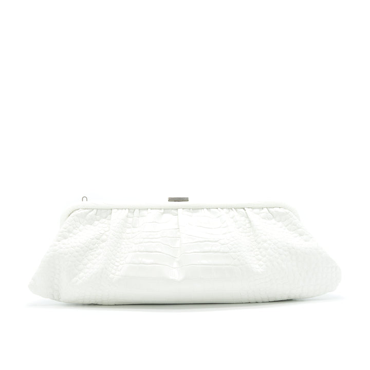 balenciaga Cloud XL Crocodile Embossed Clutch/ Crossbody Bag