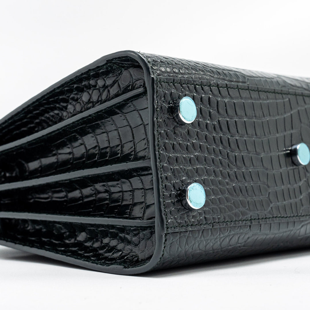 Saint Laurent/YSL Sac de Jour Nano Croc-embossed Calfskin Dark Green SHW