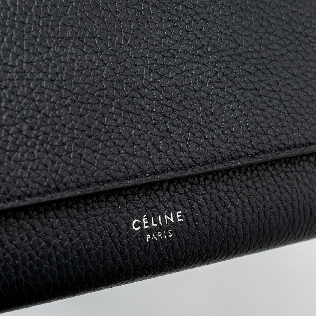 Celine Long Wallet Grained Calfskin Black
