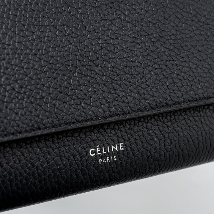 Celine Long Wallet Grained Calfskin Black