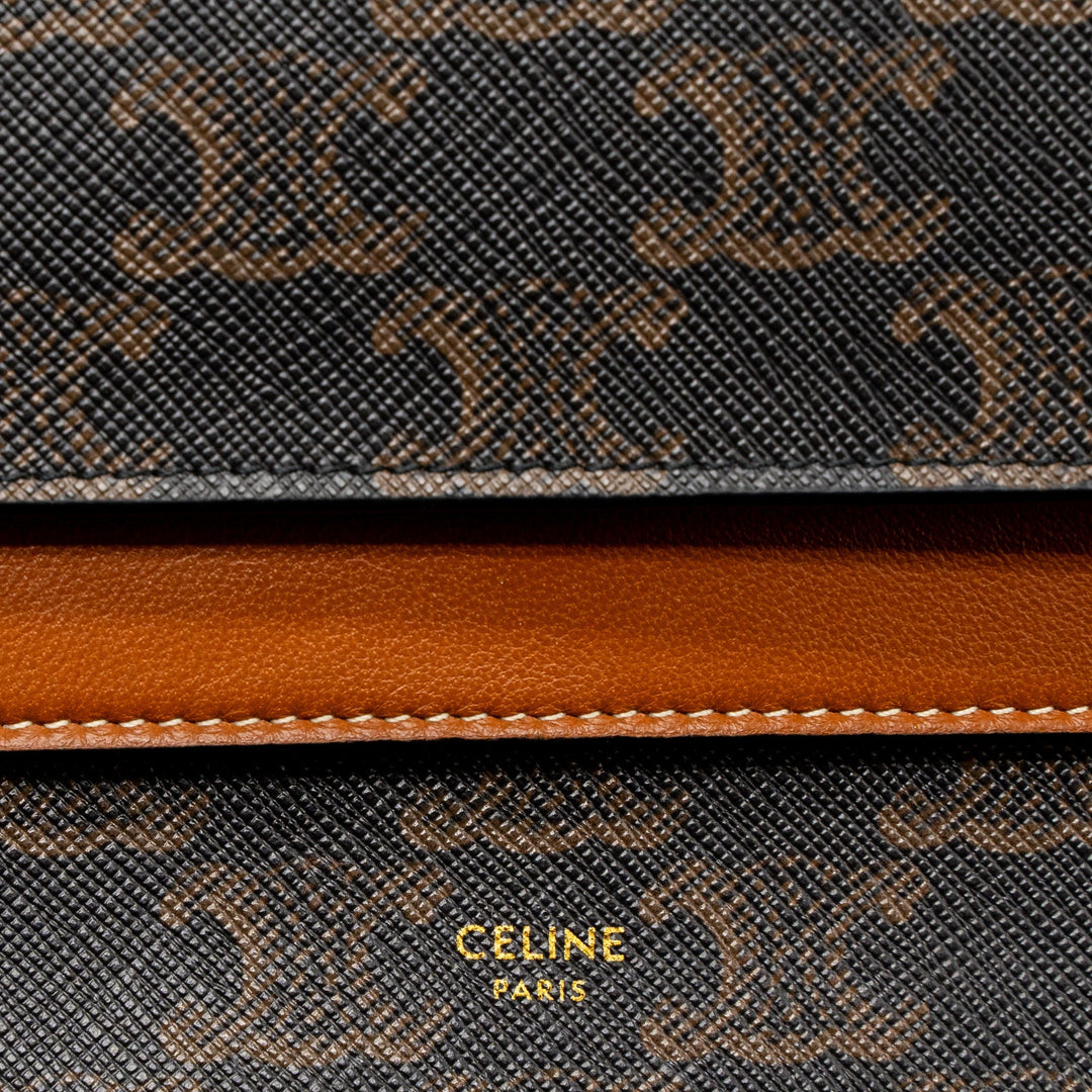 Top Quality Celine Wallet On Strap Triomphe Canvas/Smooth Lambskin Tan