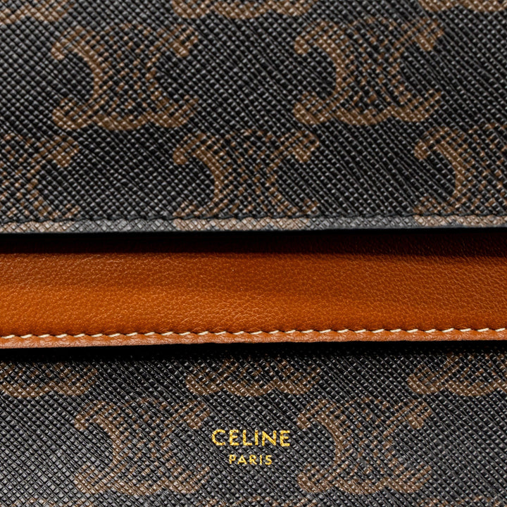 Top Quality Celine Wallet On Strap Triomphe Canvas/Smooth Lambskin Tan