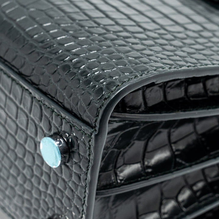 Saint Laurent/YSL Sac de Jour Nano Croc-embossed Calfskin Dark Green SHW