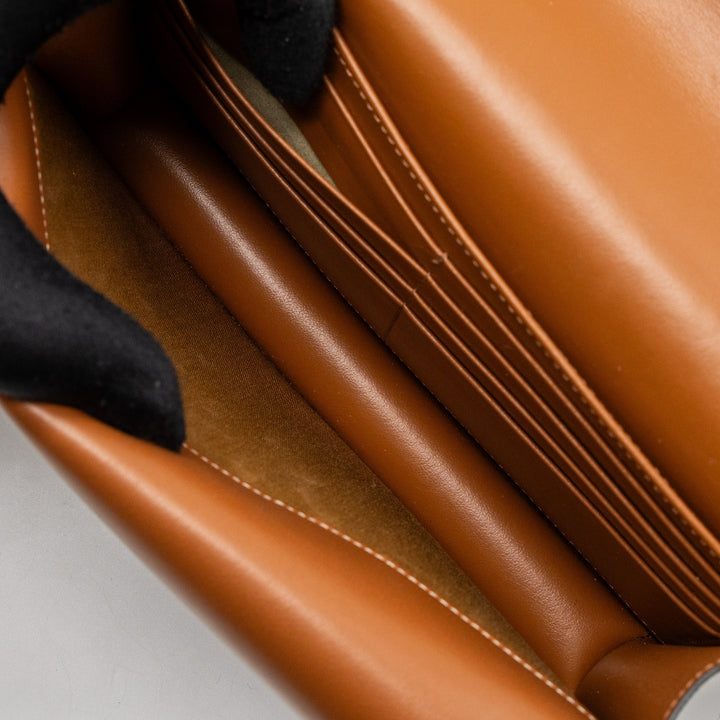 Top Quality Celine Wallet On Strap Triomphe Canvas/Smooth Lambskin Tan
