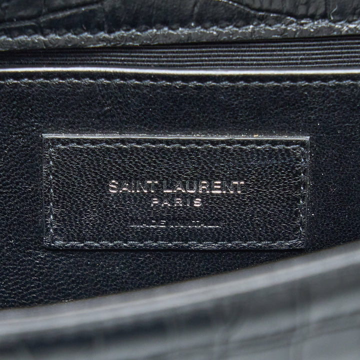 Saint Laurent Kate Tassel Croc Embossed Calfskin Black SHW